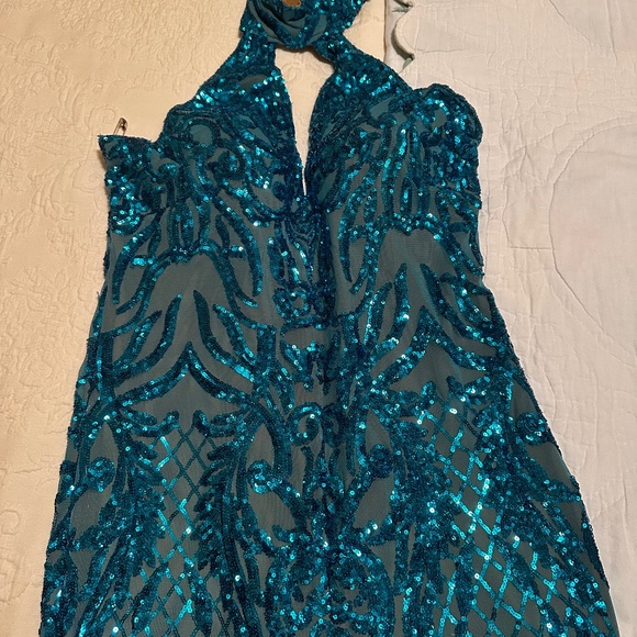 Turquoise sequin jumpsuit